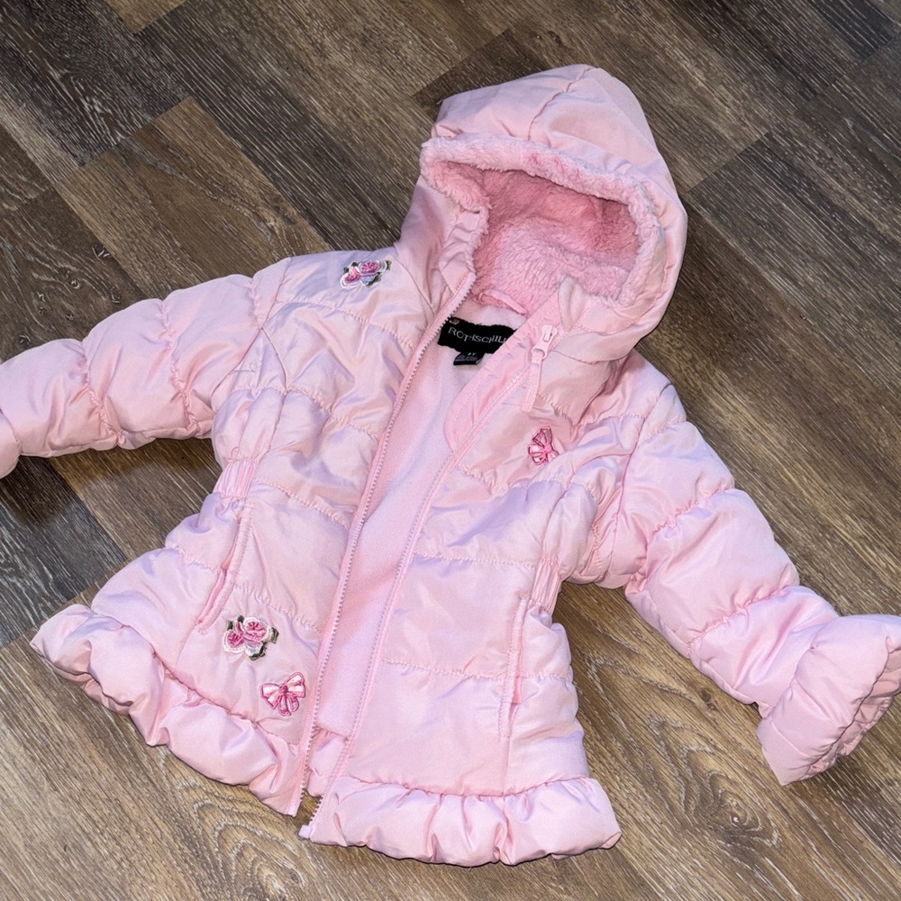 Rothschild Light Pink Quilted Jacket with Floral Accents